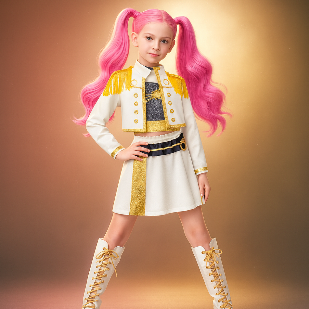 Costume Kpop Halloween pour enfants Veste scintillante Haut Short Tenue de danse