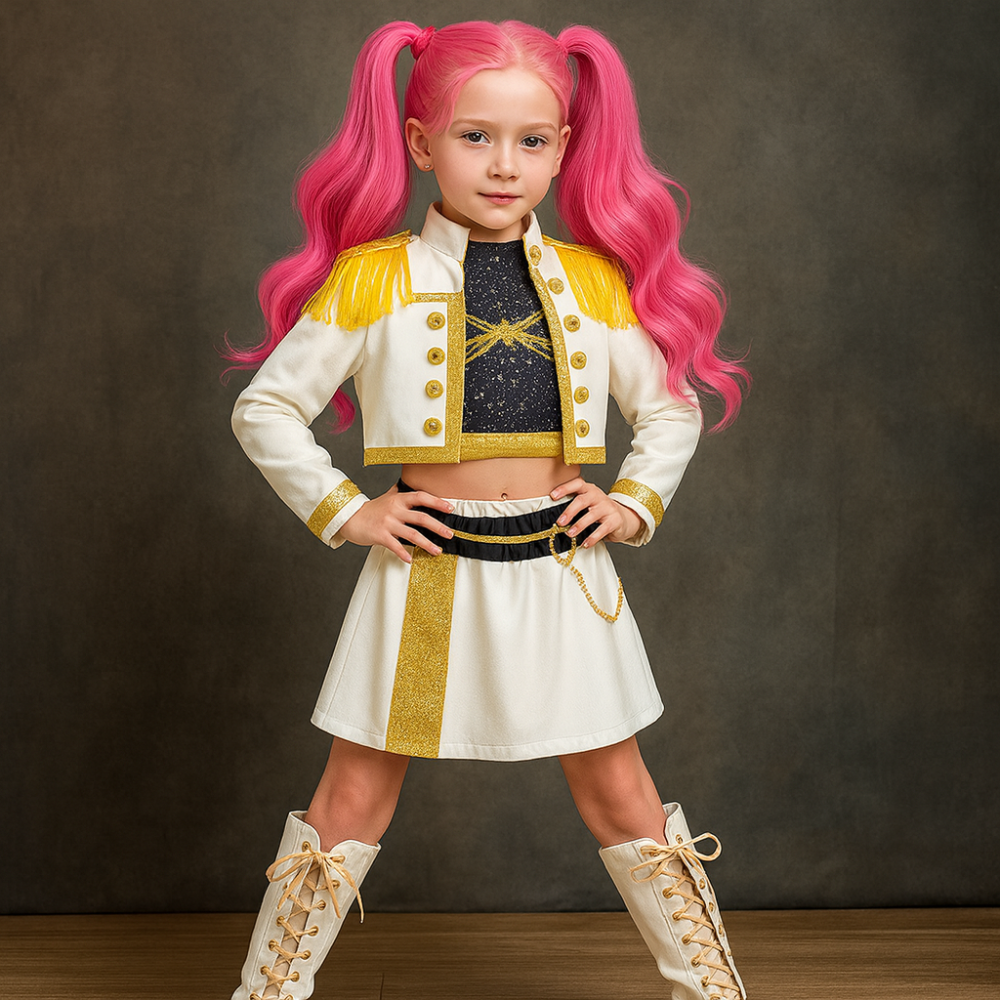 Costume Kpop Halloween pour enfants Veste scintillante Haut Short Tenue de danse