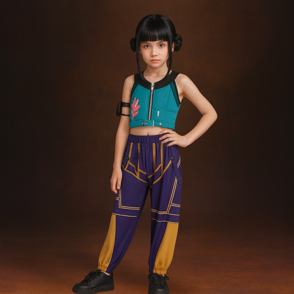 Costume Kpop Halloween pour enfants Veste scintillante Haut Short Tenue de danse