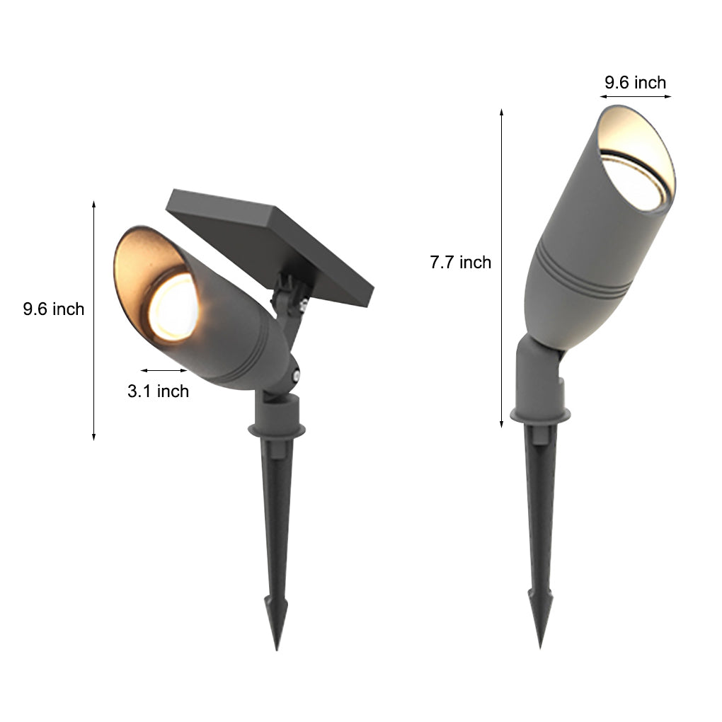 Foco LED solar para jardín, color negro