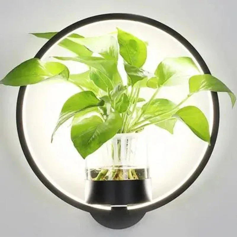 Wandleuchte mit Glas-Pflanzenhalter