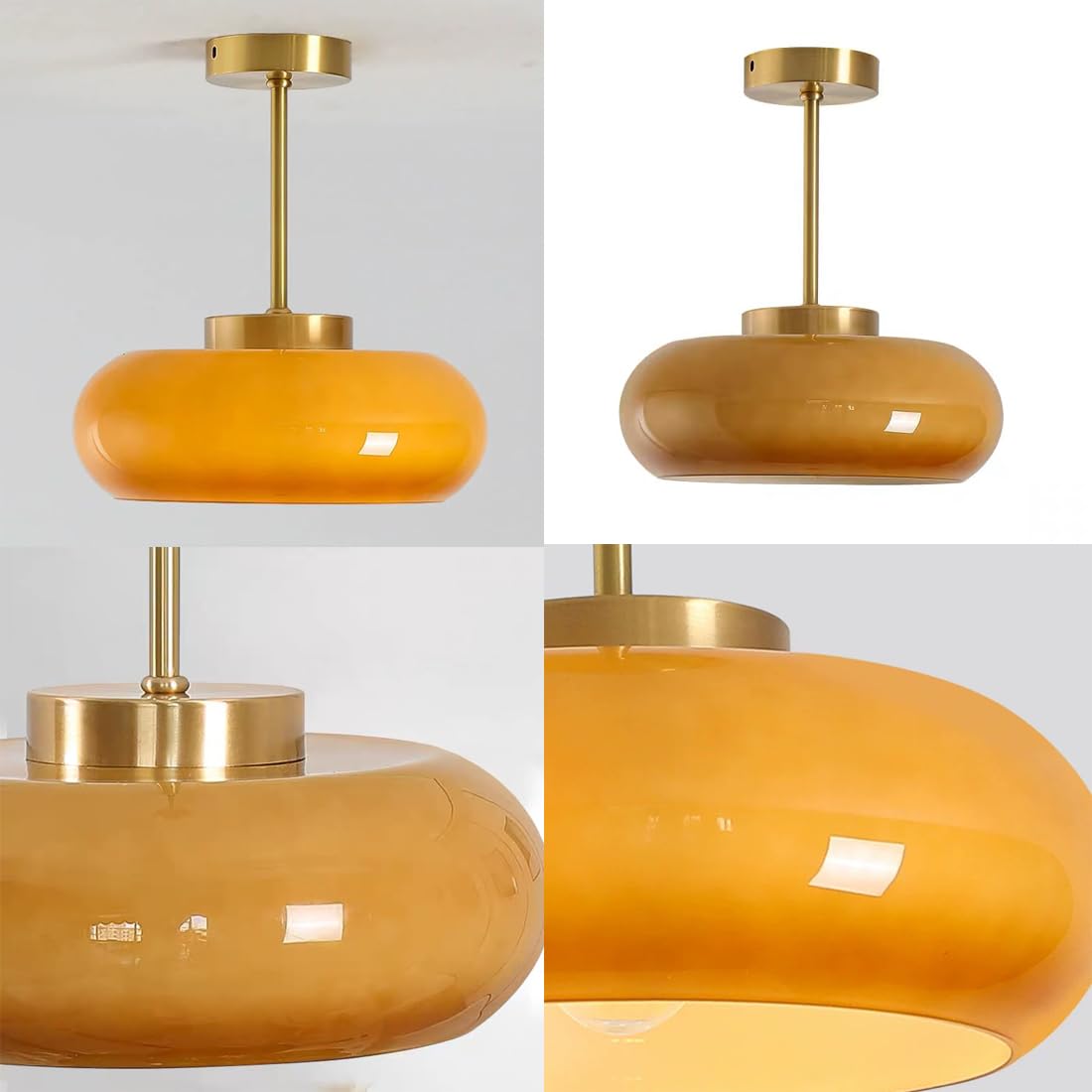 Vintage Round Glass Ceiling Light Fixture
