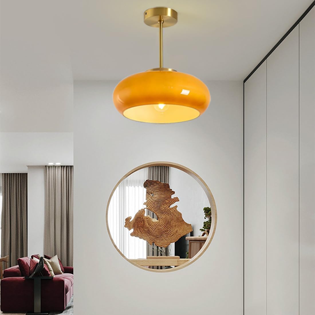 Vintage Round Glass Ceiling Light Fixture