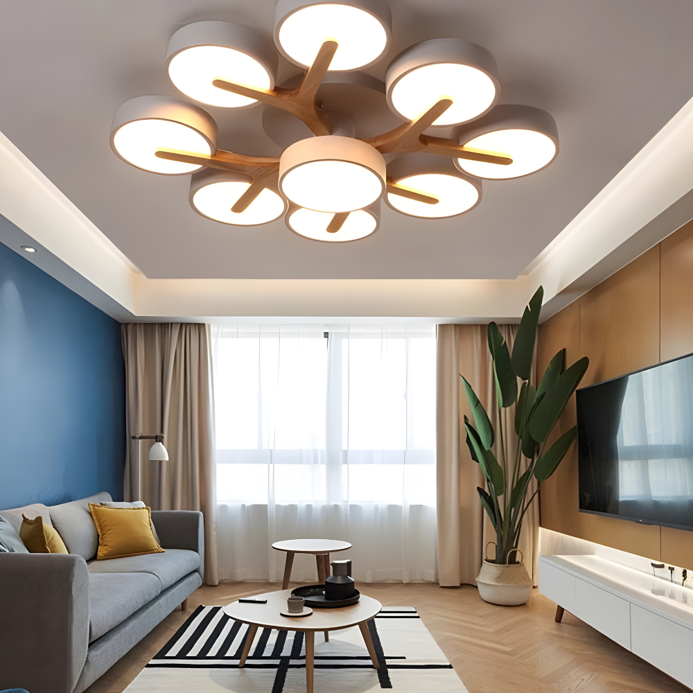 Modern Ceiling Light Fixture Semi Flush Mount Lighting Wood Branch