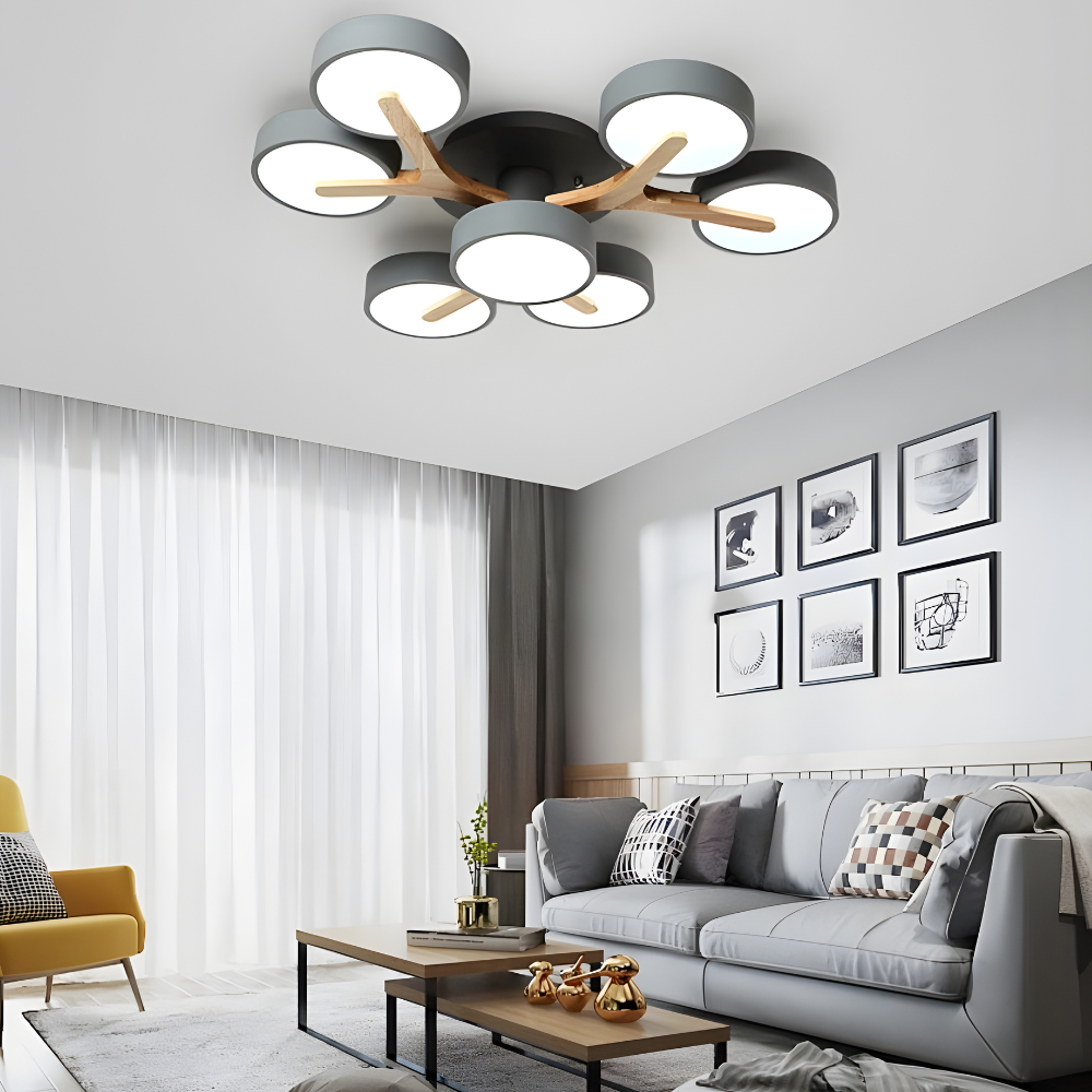 Modern Ceiling Light Fixture Semi Flush Mount Lighting Wood Branch