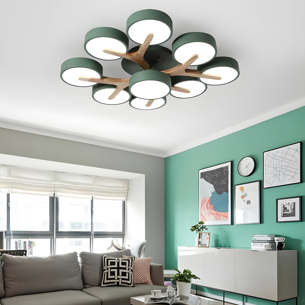 Modern Ceiling Light Fixture Semi Flush Mount Lighting Wood Branch