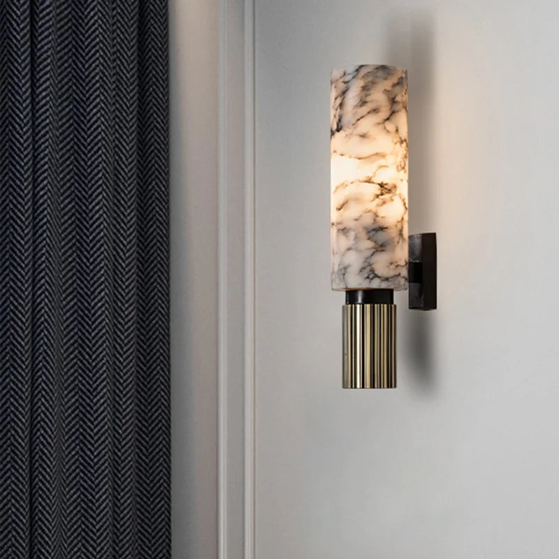 Aplique de pared moderno de mármol y metal para interiores