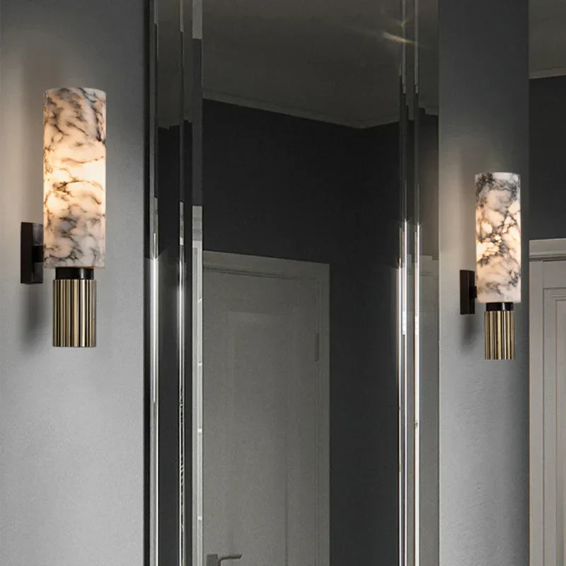 Aplique de pared moderno de mármol y metal para interiores