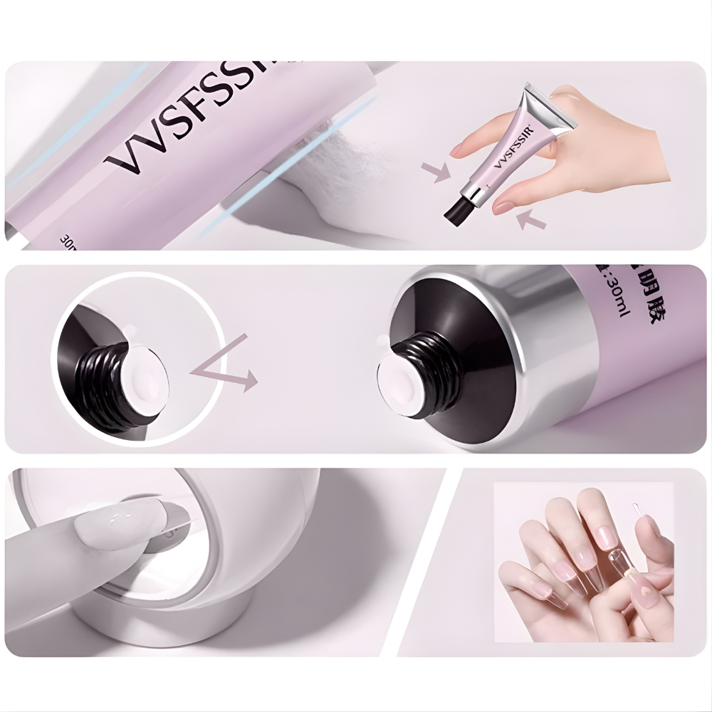 Nail Art Kit Long Lasting Glue Gel Press On Nails 30ml Clear