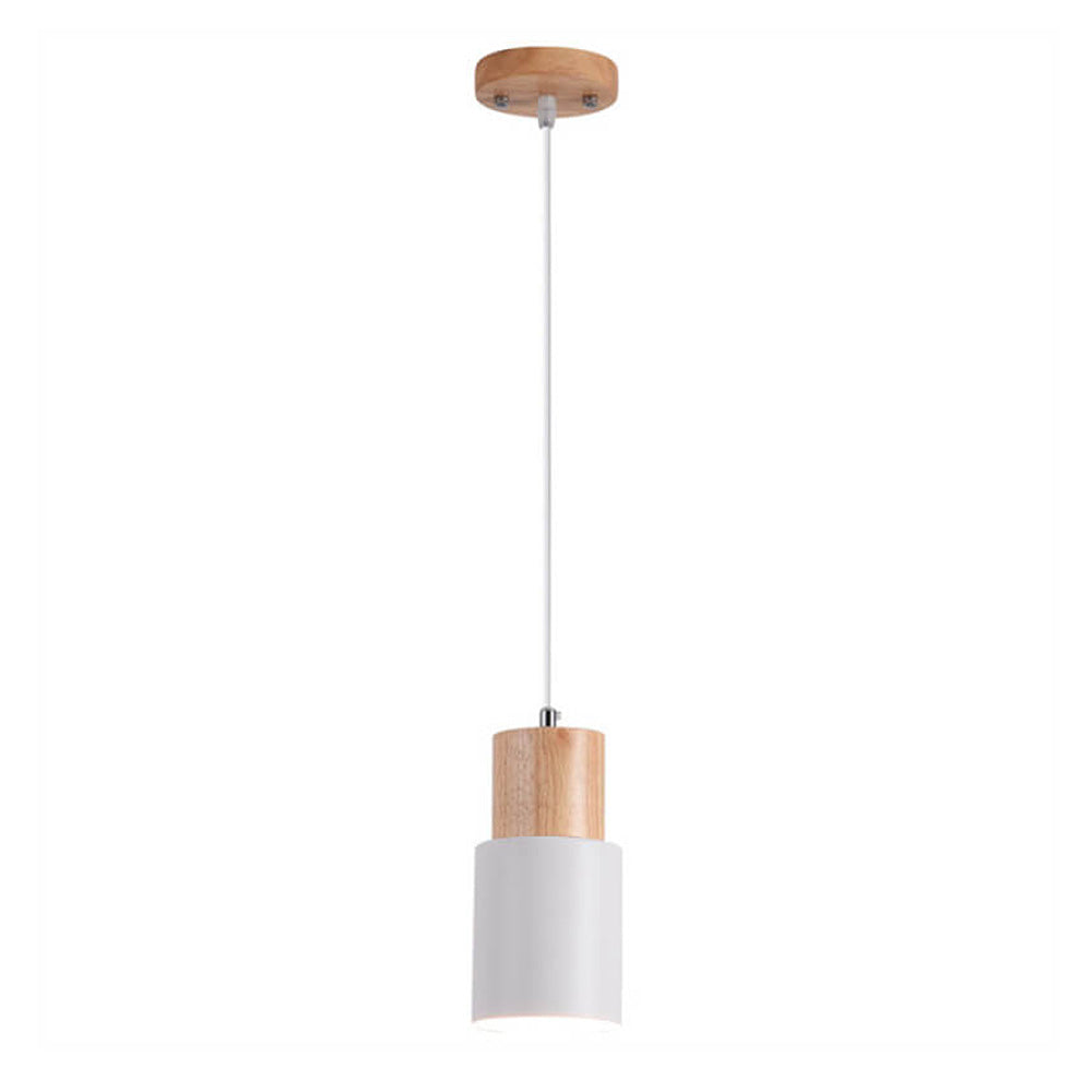 Pendant Light Modern Wood Black Cylinder Fixture