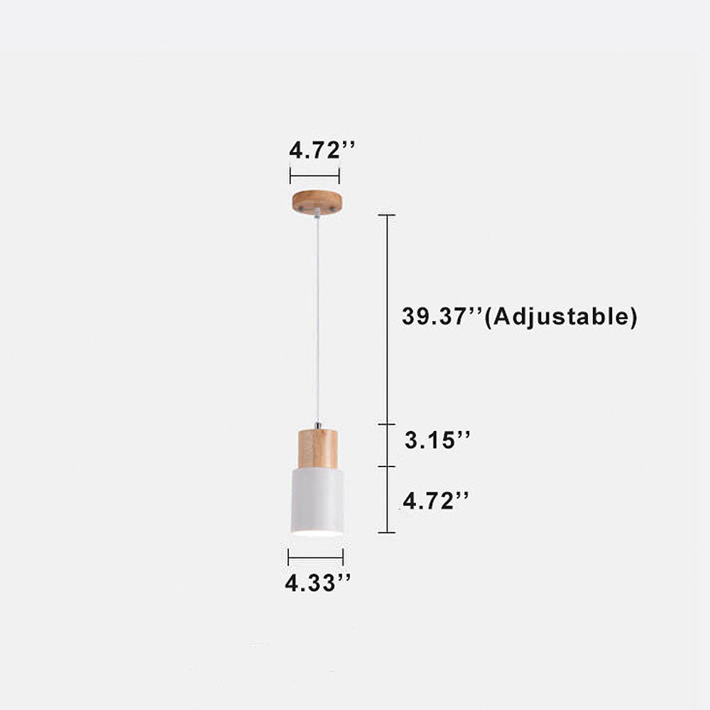 Pendant Light Modern Wood Black Cylinder Fixture