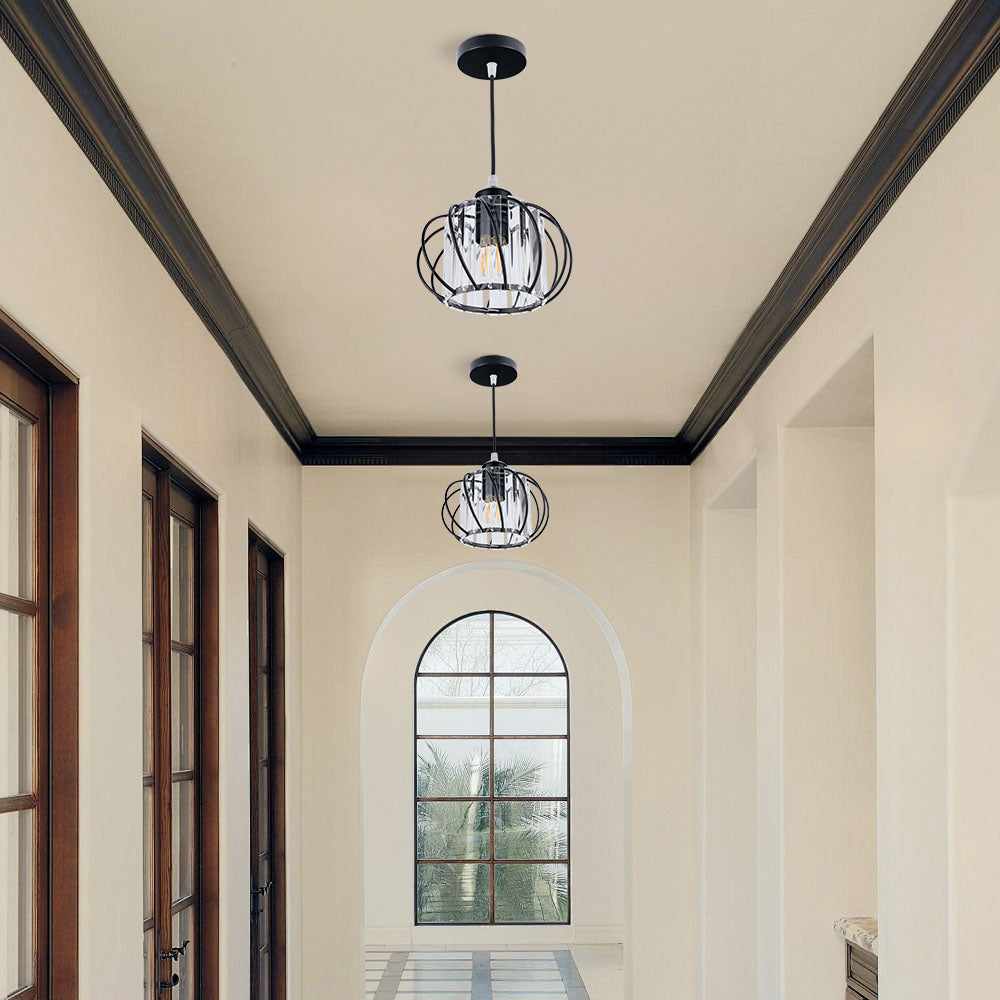 Pendant Light Black Glass Globe Ceiling Fixture