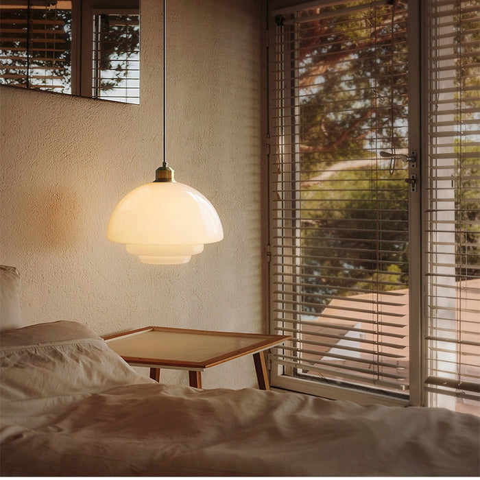 Pendant Light White Glass Mid Century Style