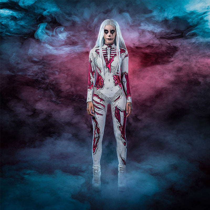 Disfraz de Halloween de manga larga Gory | Mono con estampado de esqueleto