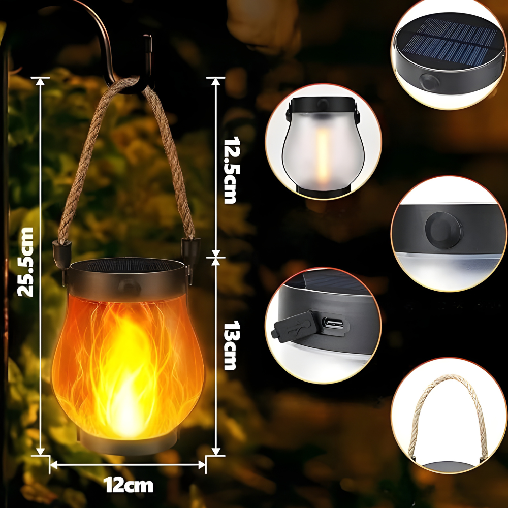 Centres de table solaires d'extérieur Lanternes à flamme vacillante Lumière étanche