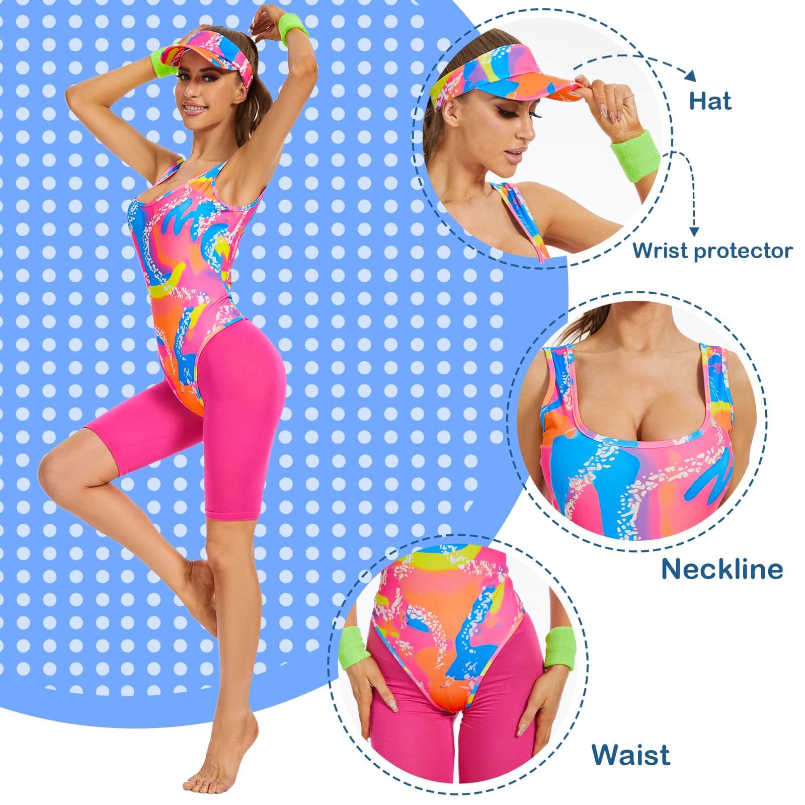 Disfraz de Halloween para parejas retro de los 80 y 90 | Conjunto de body y shorts