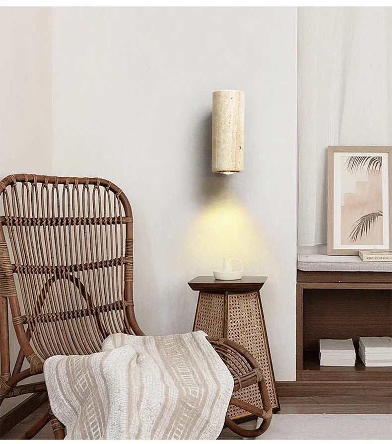 Aplique de pared de piedra con diseño de travertino natural