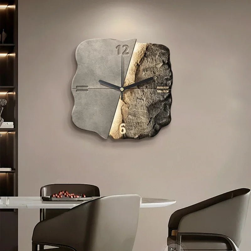 Reloj de pared moderno de piedra arenisca 3D de cuarzo silencioso