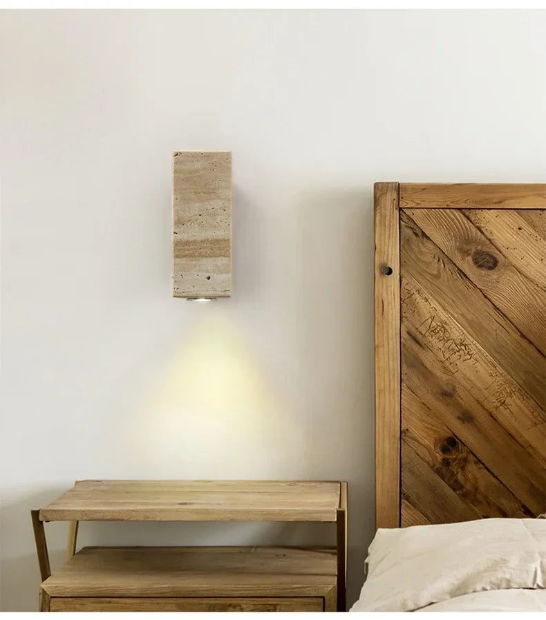 Aplique de pared de piedra con diseño de travertino natural