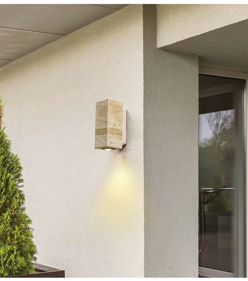 Aplique de pared de piedra con diseño de travertino natural