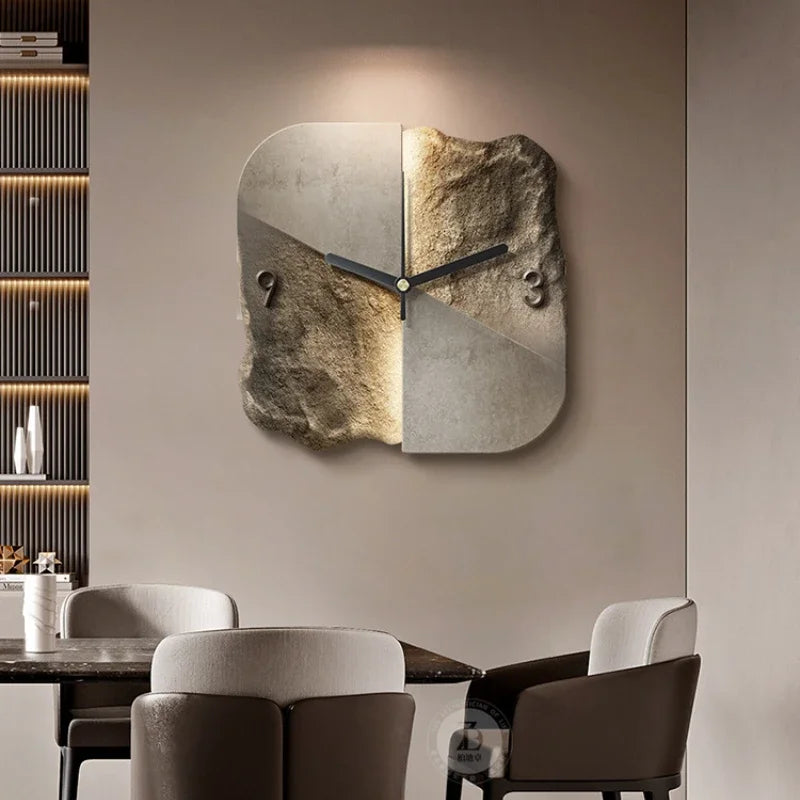 Reloj de pared moderno de piedra arenisca 3D de cuarzo silencioso