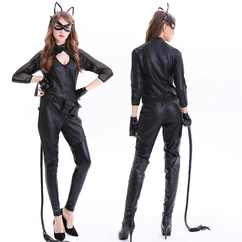 Catsuit brillante de Halloween para mujer | Manga larga