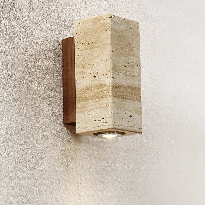 Aplique de pared de piedra con diseño de travertino natural