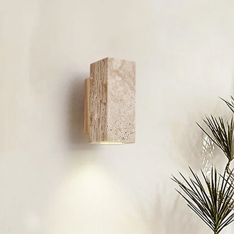 Aplique de pared de piedra con diseño de travertino natural