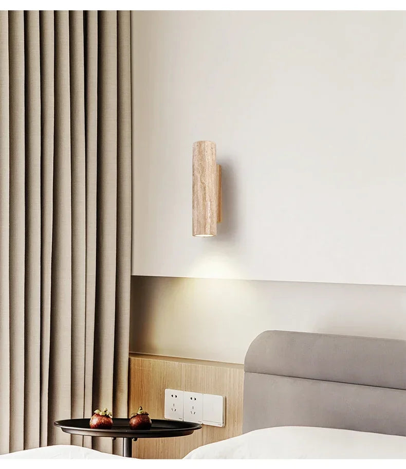 Aplique de pared de piedra con diseño de travertino natural