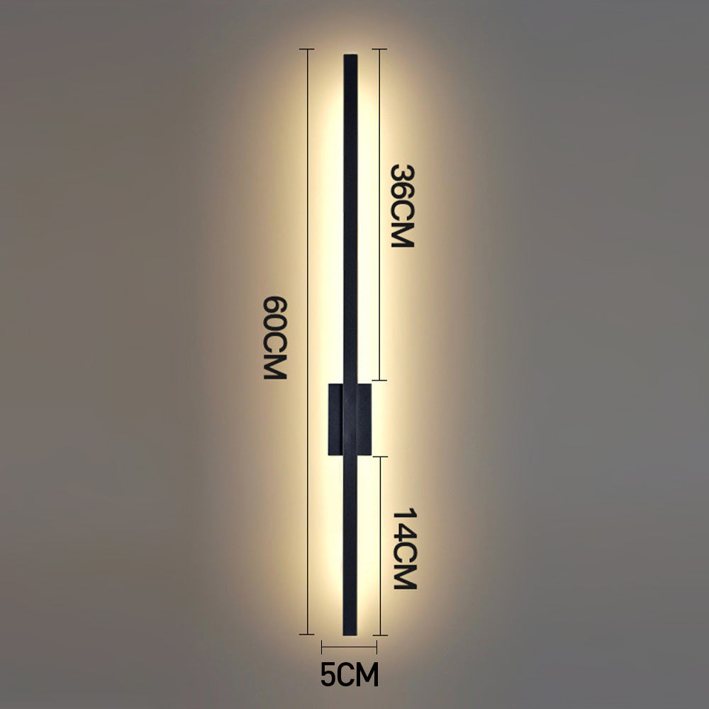 Apliques de pared LED de hierro largos, minimalistas e industriales, para una decoración contemporánea y una iluminación elegante.