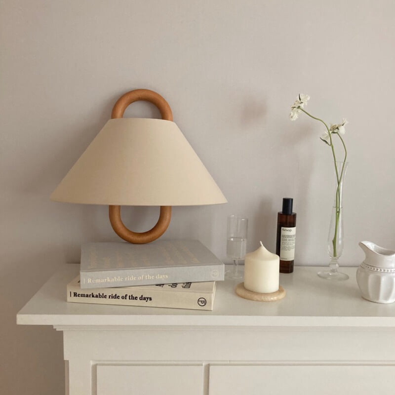 Wandlampe Modern Holz Stoff Wandleuchte Lampe