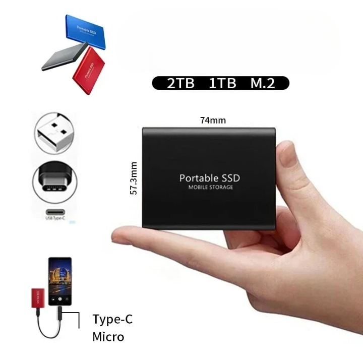 Portable SSD 2TB Hard Drive External Storage Compact Fast Best Quality