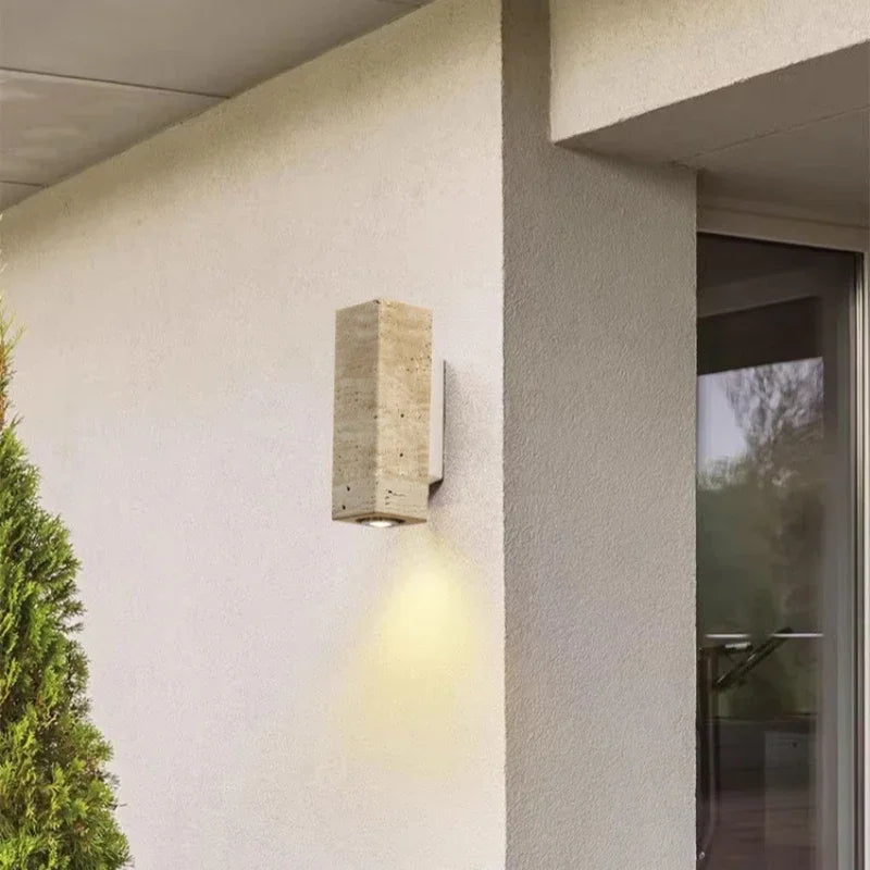 Aplique de pared de piedra con diseño de travertino natural