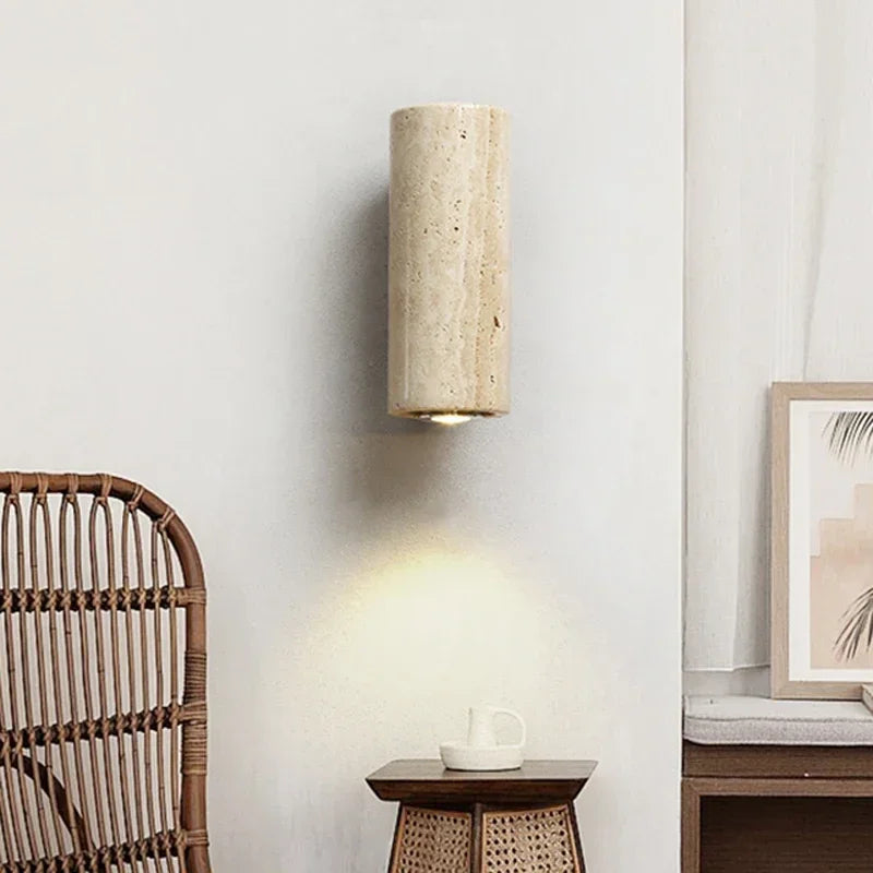 Aplique de pared de piedra con diseño de travertino natural