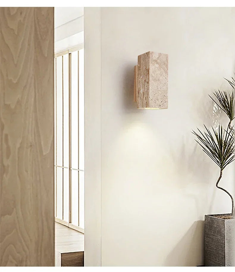Aplique de pared de piedra con diseño de travertino natural