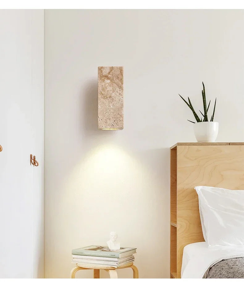 Aplique de pared de piedra con diseño de travertino natural