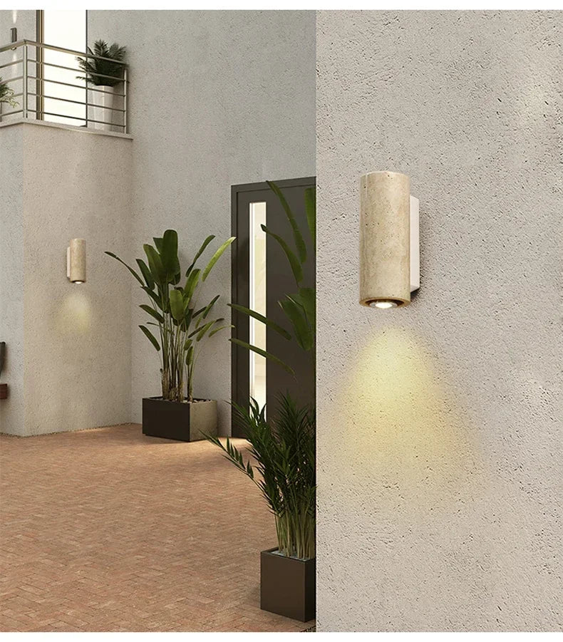 Aplique de pared de piedra con diseño de travertino natural