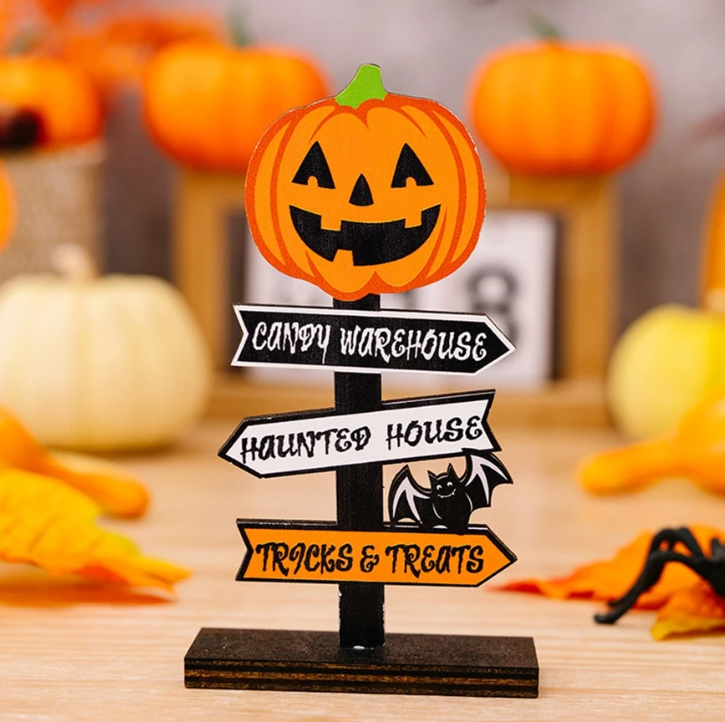 Halloween Wooden Pumpkin Wooden Decorative Tabletop Ornament