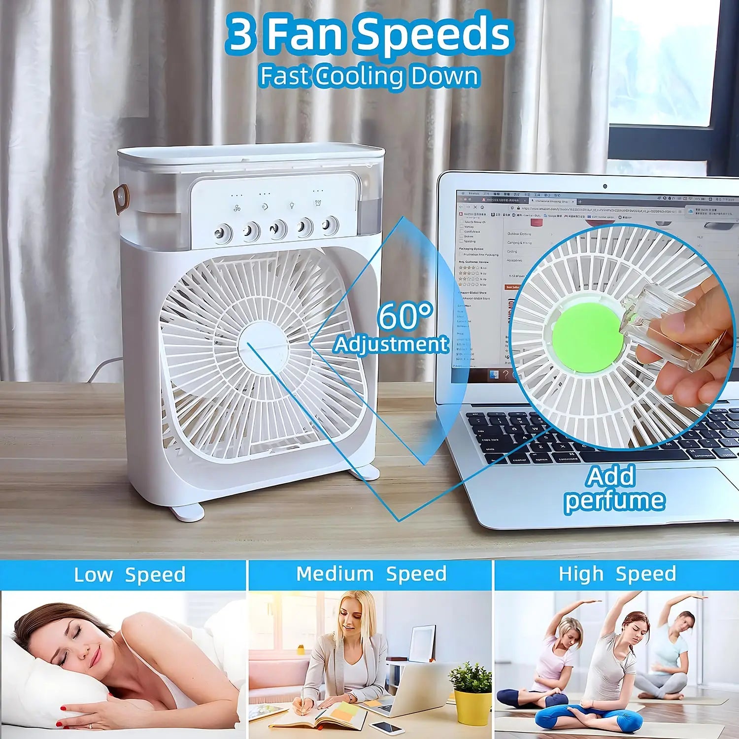 Portable Air Cooler Fan with LED Light