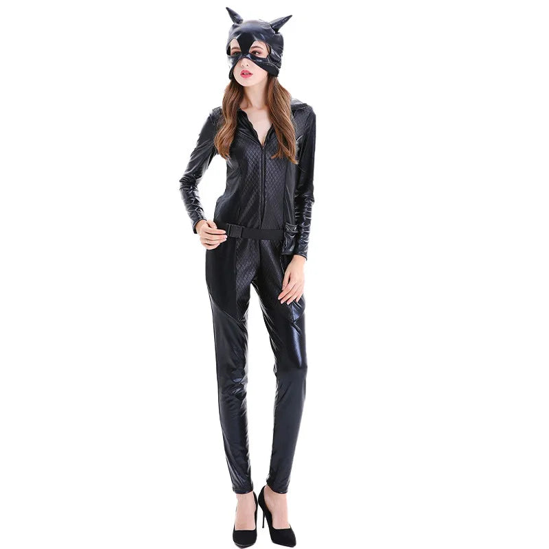Catsuit brillante de Halloween para mujer | Manga larga
