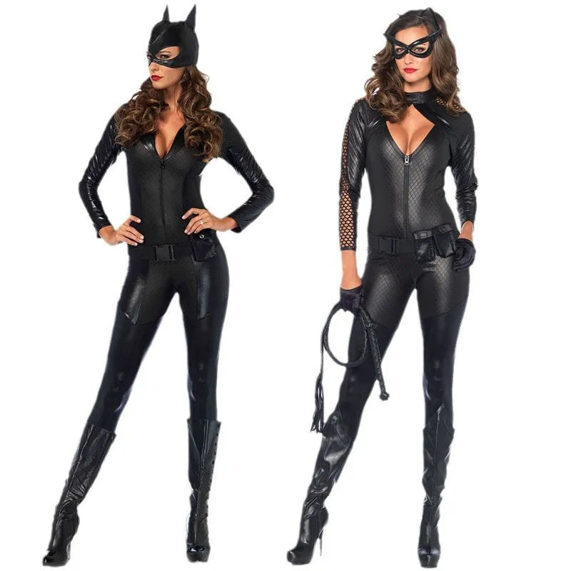 Catsuit brillante de Halloween para mujer | Manga larga