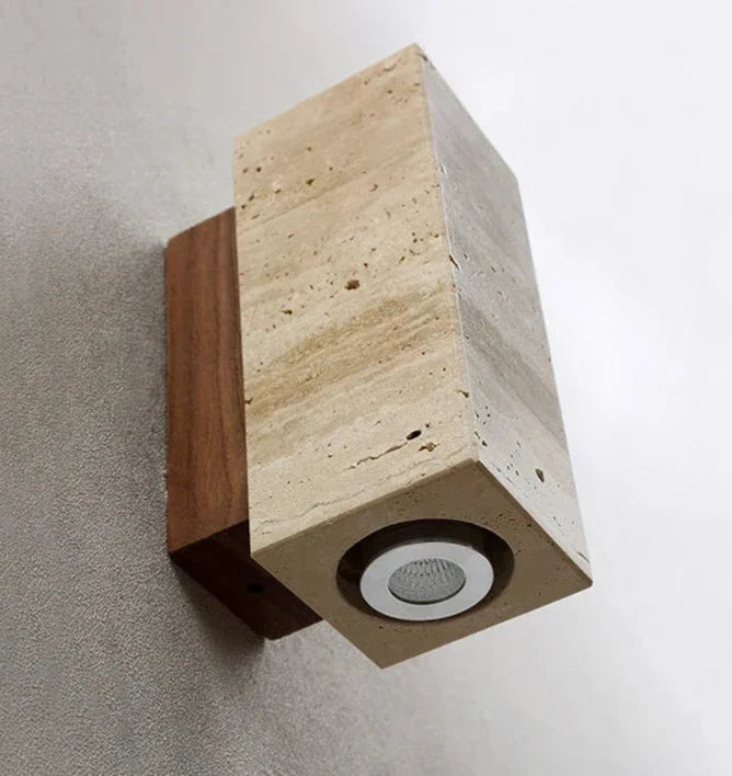 Aplique de pared de piedra con diseño de travertino natural