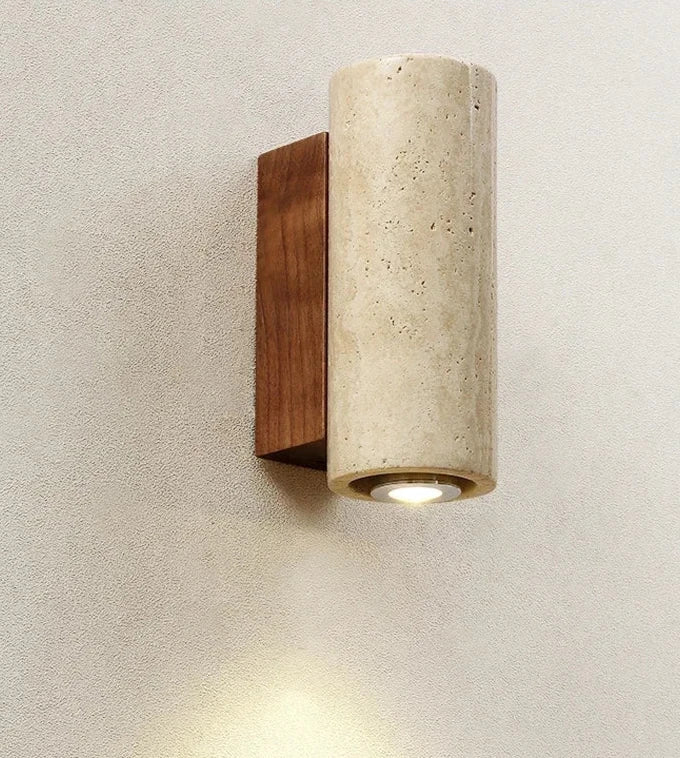 Aplique de pared de piedra con diseño de travertino natural