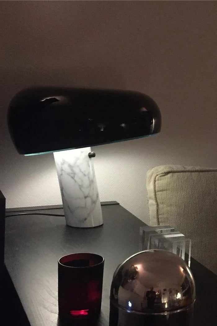 Table Lamp Marble Base Modern Metal Shade