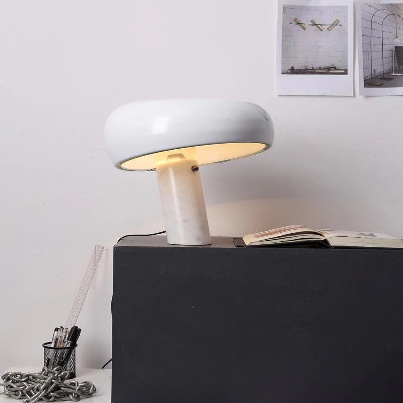 Table Lamp Marble Base Modern Metal Shade
