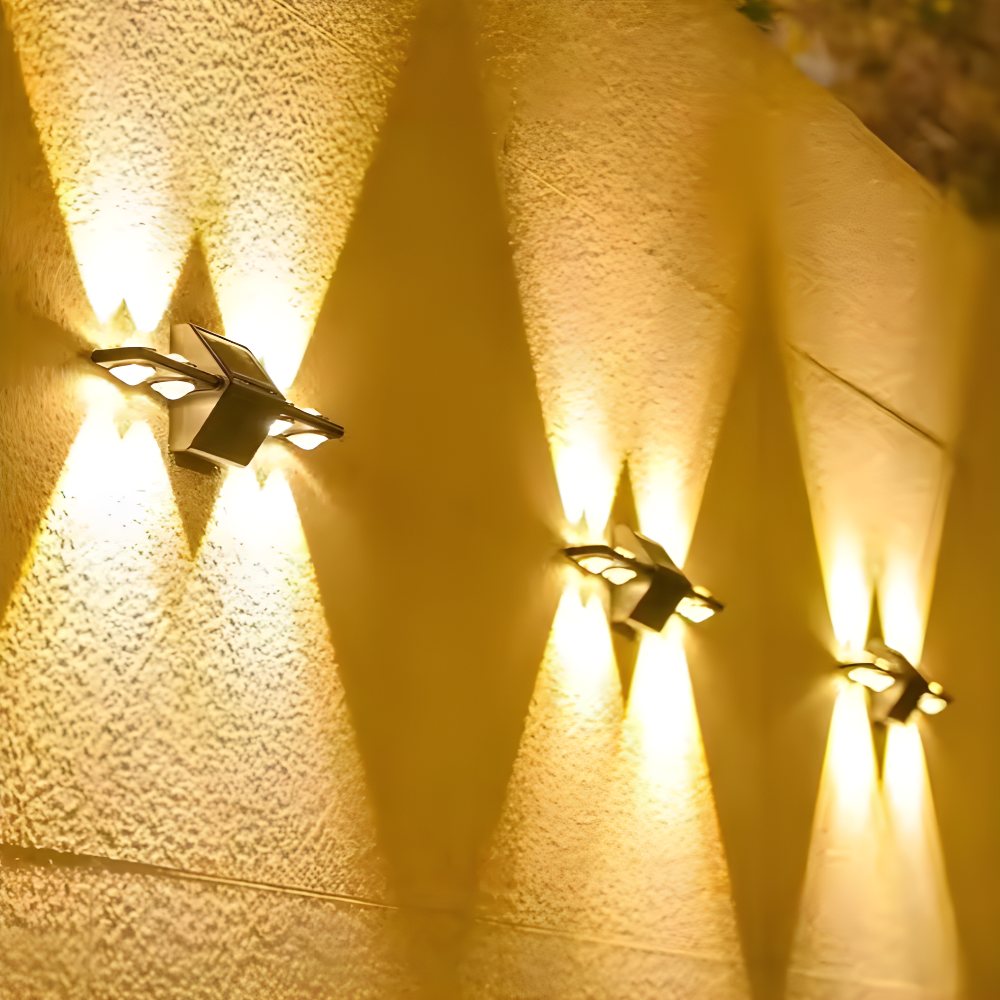 Lámpara de pared solar impermeable moderna para jardín y cerca exterior