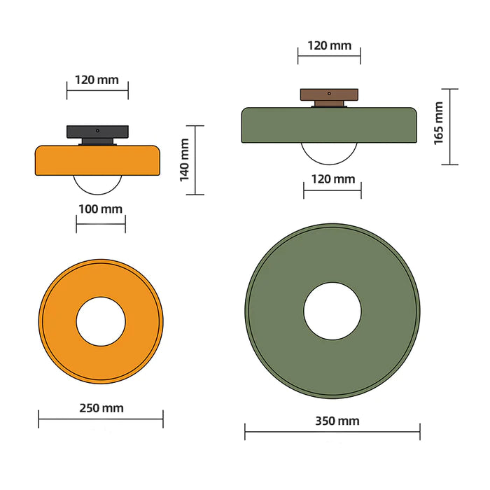 Lampada da soffitto moderna con struttura rotonda in vetro