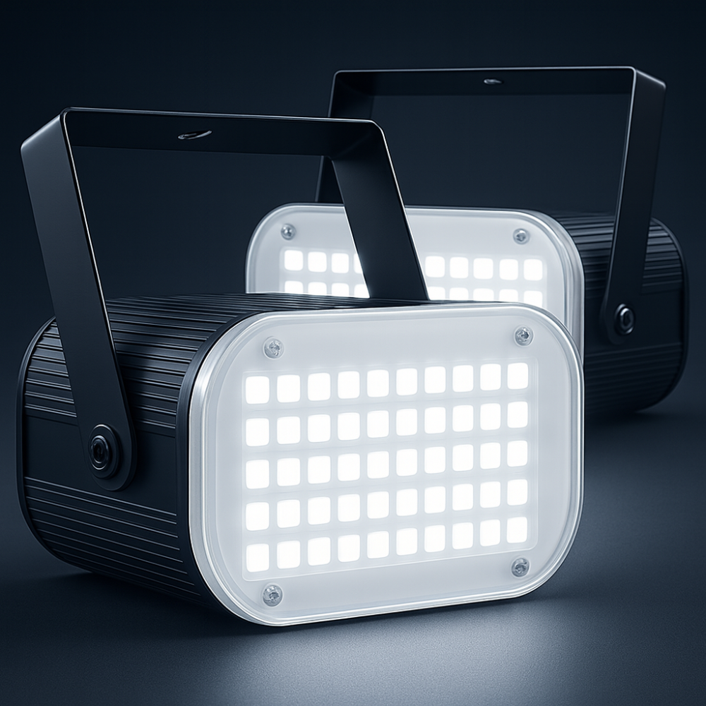 Biała lampa stroboskopowa Halloween LED aktywowana dźwiękiem imprezowa 48 LED regulowana