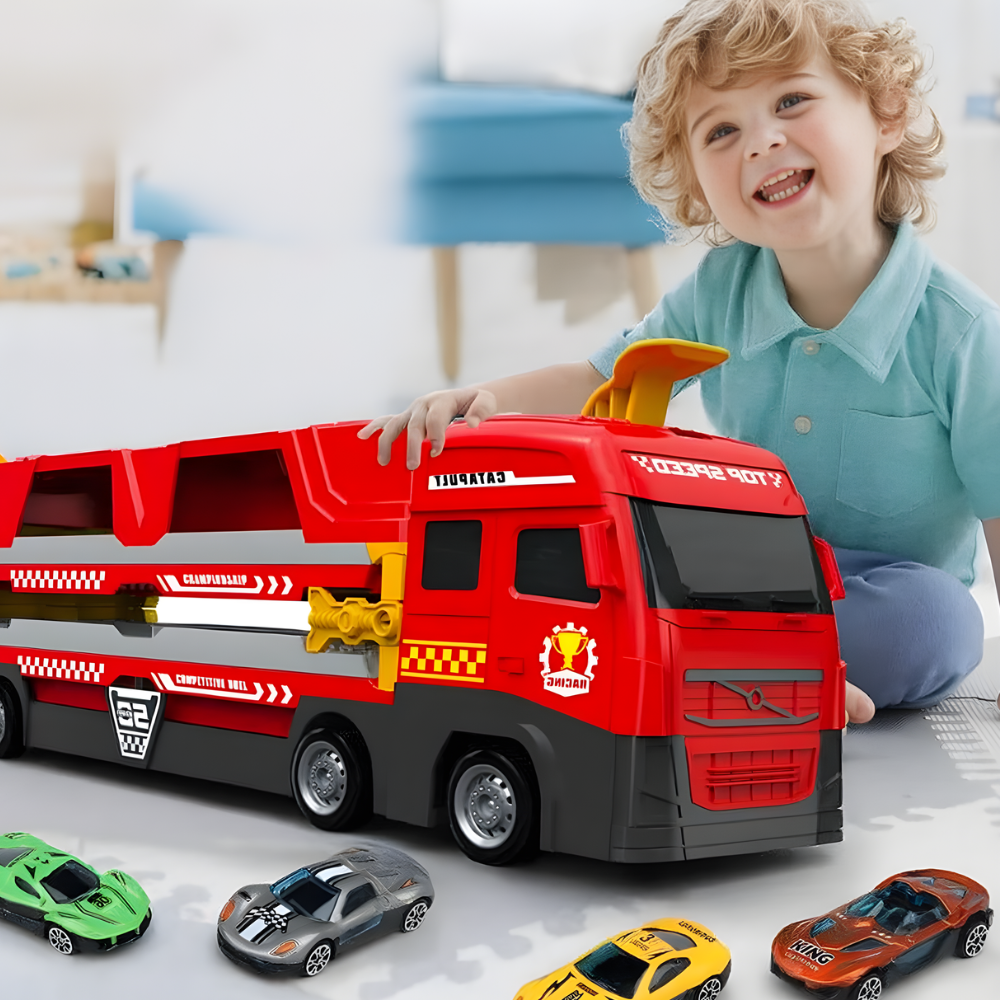 Kids Toys Truck Car Carrier 2 in 1 Transforming Race Track Set