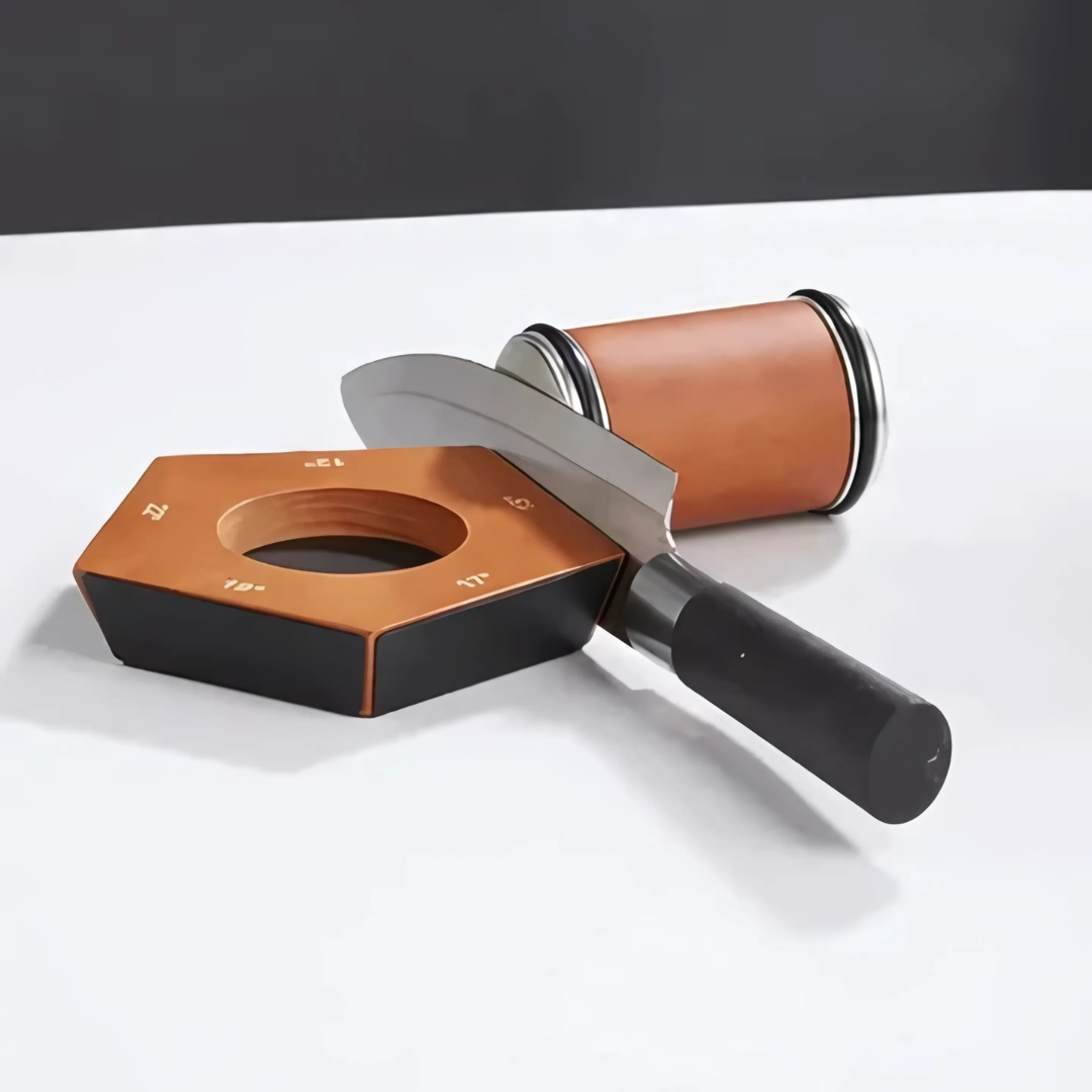 Kit d'aiguiseur de couteaux avec base en bois magnétique